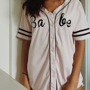 “babe” pink baseball tee